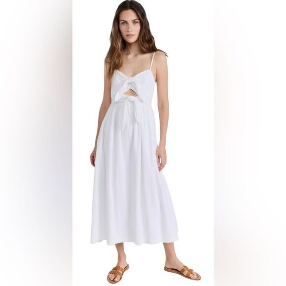Madewell Dresses & Skirts - Madewell White Linen Tie-Front Midi  Dress Size 4